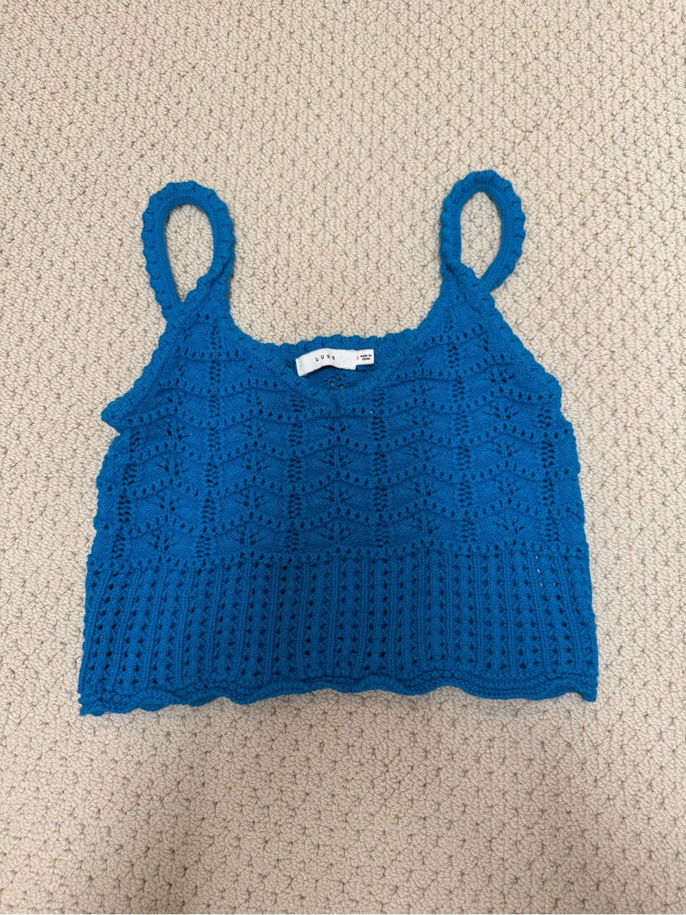 LUSH - Blue Crochet Knit Tank Top